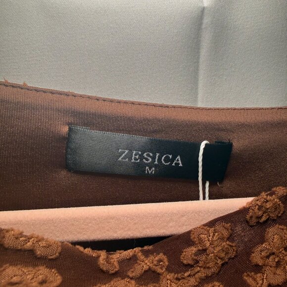 ZESICA Brown Floral Lace Long Sleeve Top – Size M - Picture 5 of 7